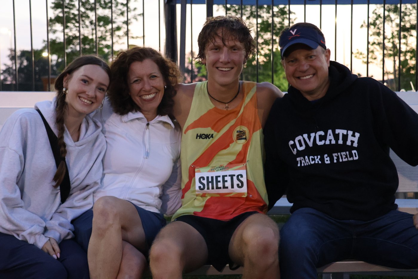 William with his family at a track meet
