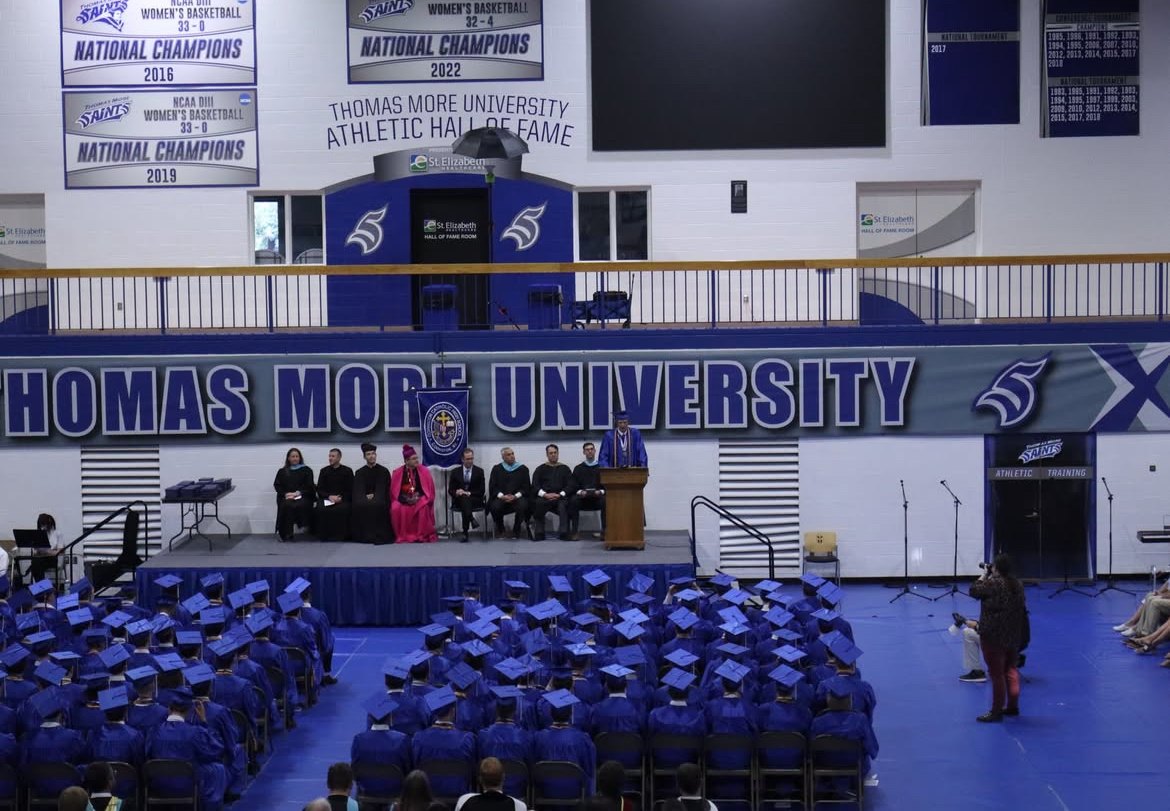William speaking at graduation