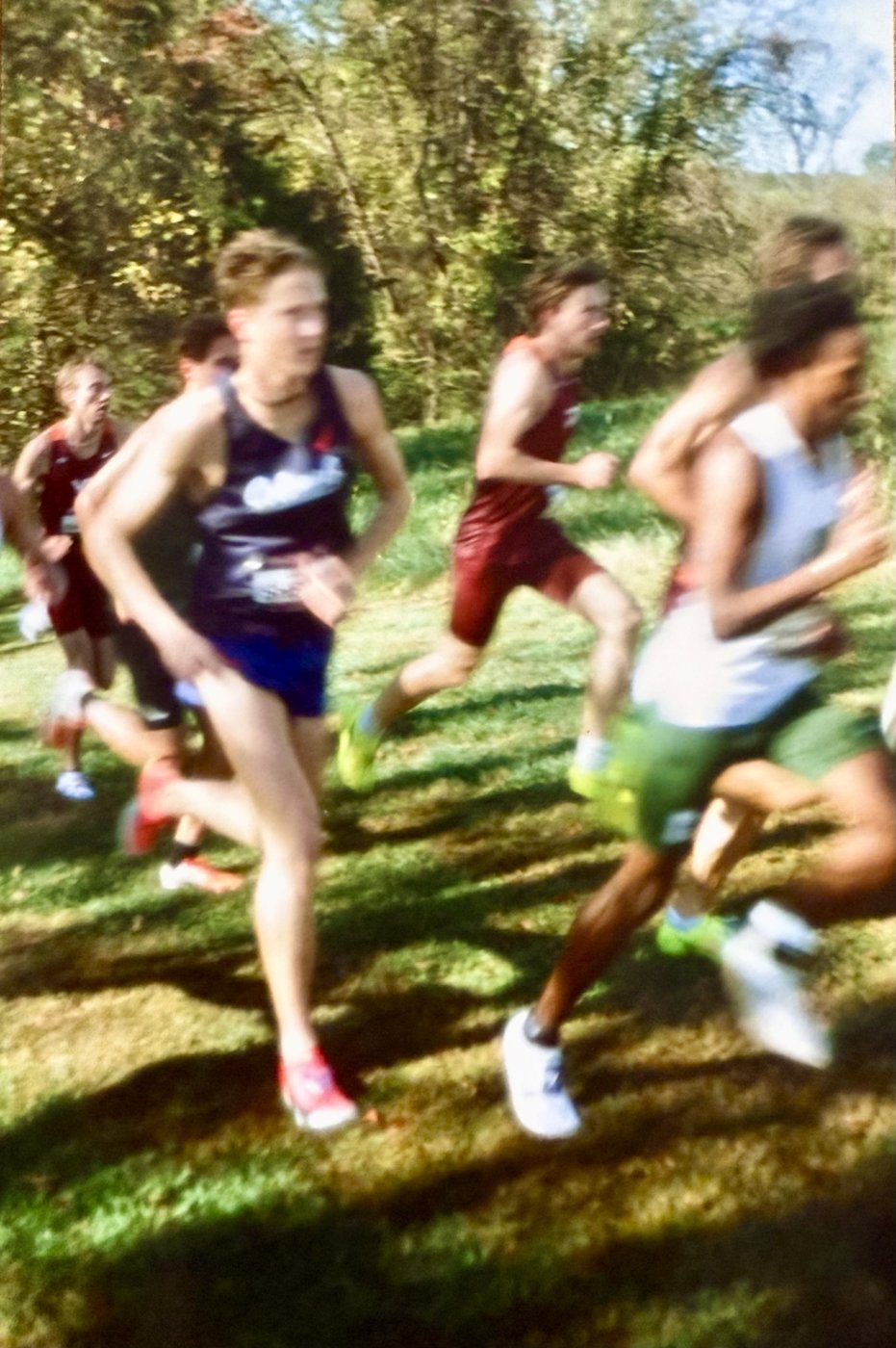Leading the pack in a cross country race