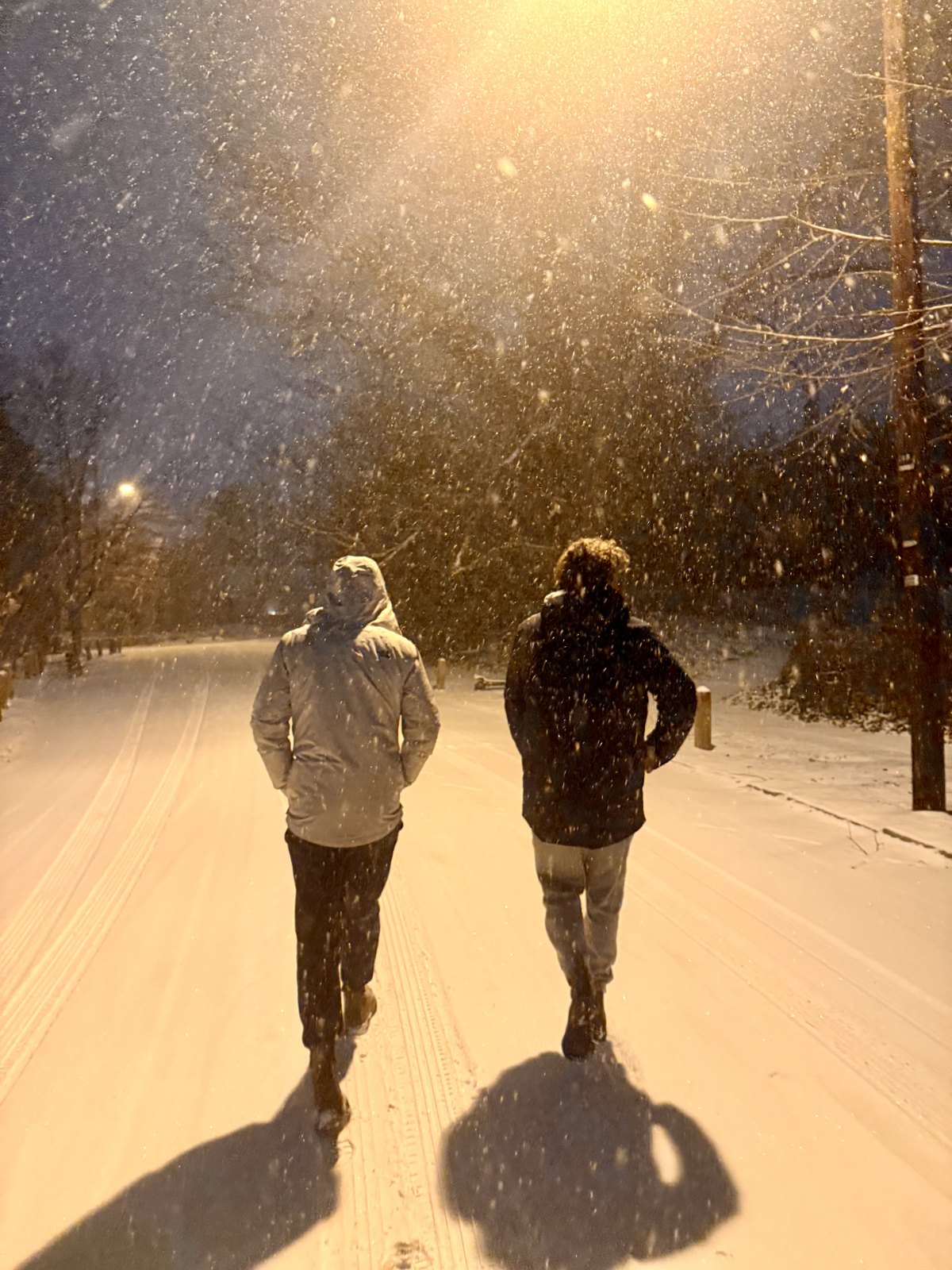 Running through a snowstorm